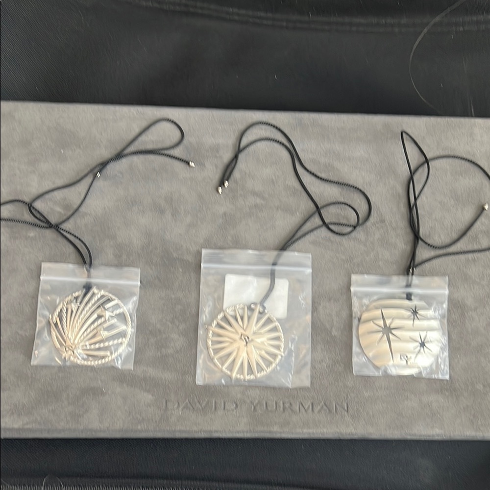 New Get 3 David Yurman Silver Starburst Pendants/Ornaments/Gift Tag/Jewelry